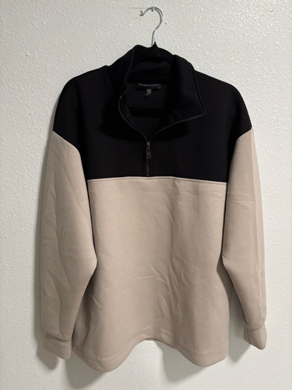 Elie Tahari Two-Tone Quarter-Zip Shirt Jacket - Black & Beige